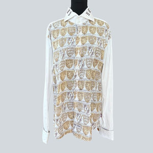 English Laundry Christopher Wicks Embroidered Cream Shirt Large